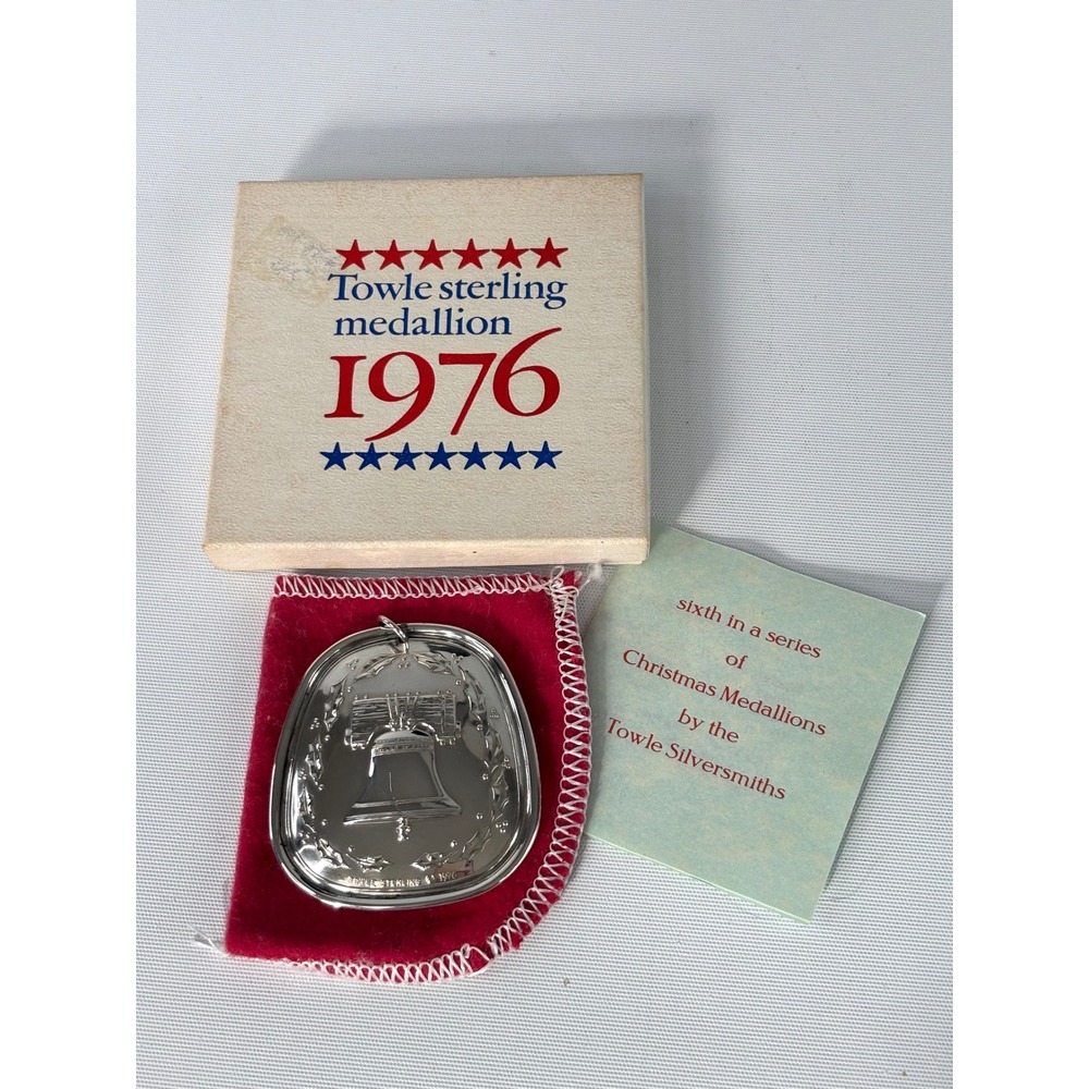 Towle Sterling Silver 1976 Christmas Medallion Liberty Bell Bicentennial Pendant